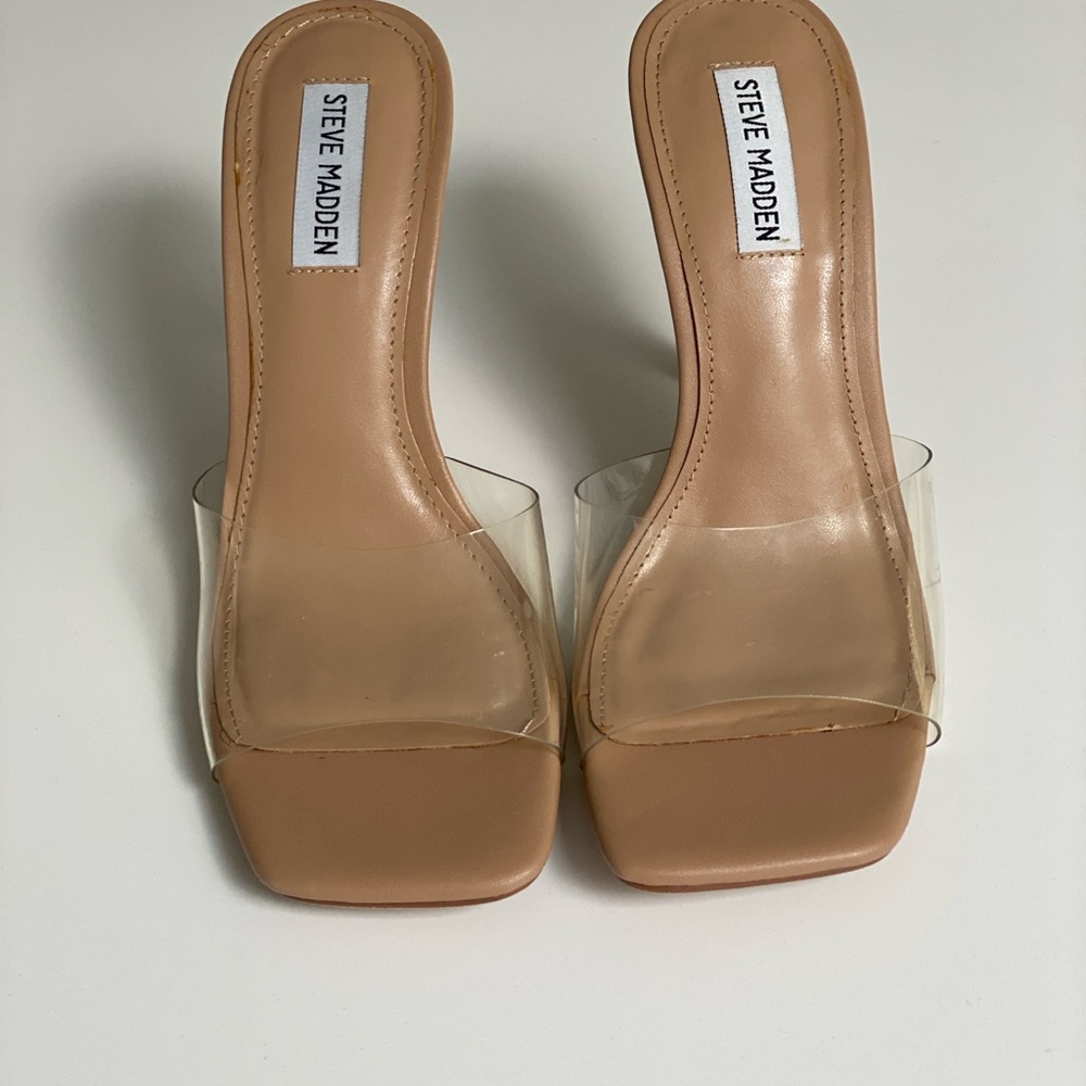 Steve Madden Clear and Tan Heels